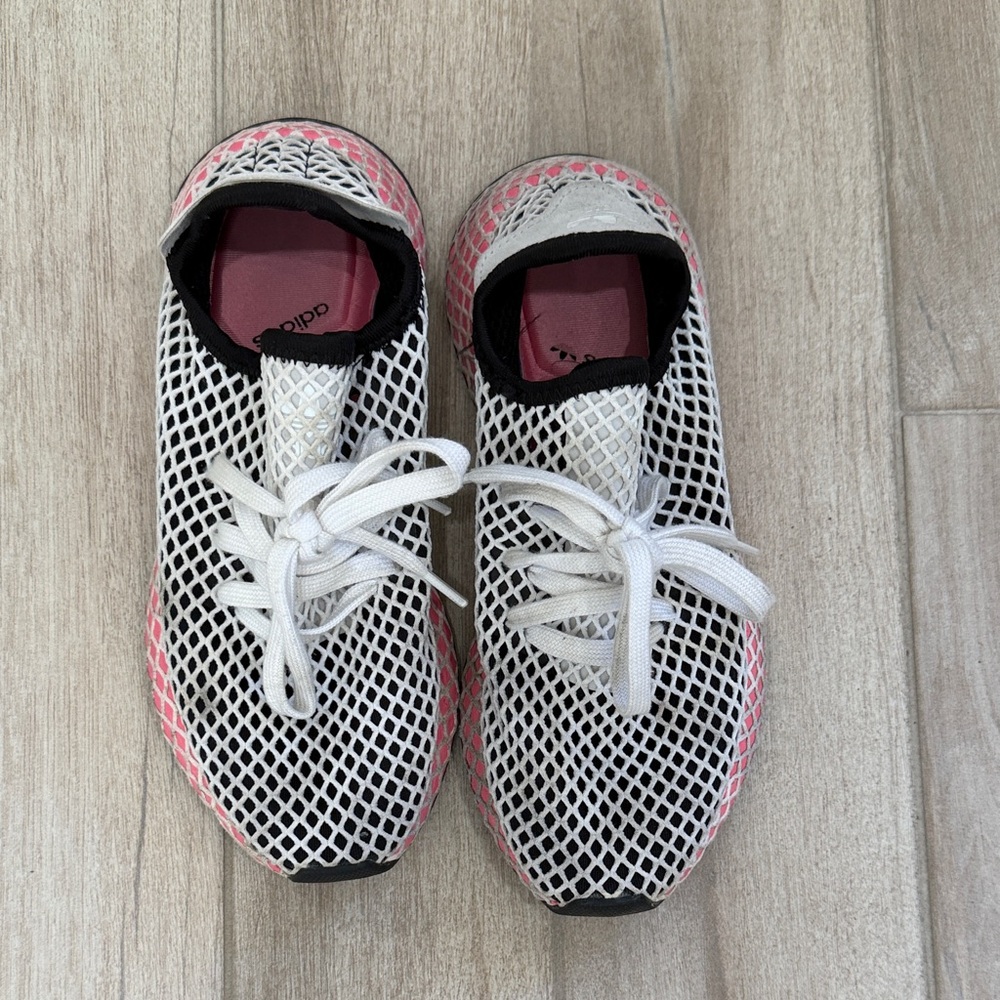 Adidas Kids' White and Pink Mesh Sneakers